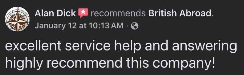 a client's review of our services